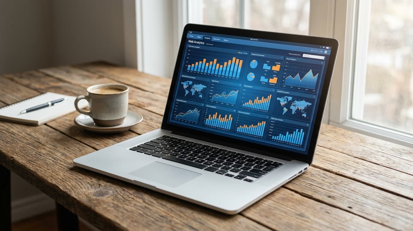 Ordinateur affichant les performances d'un site e-commerce